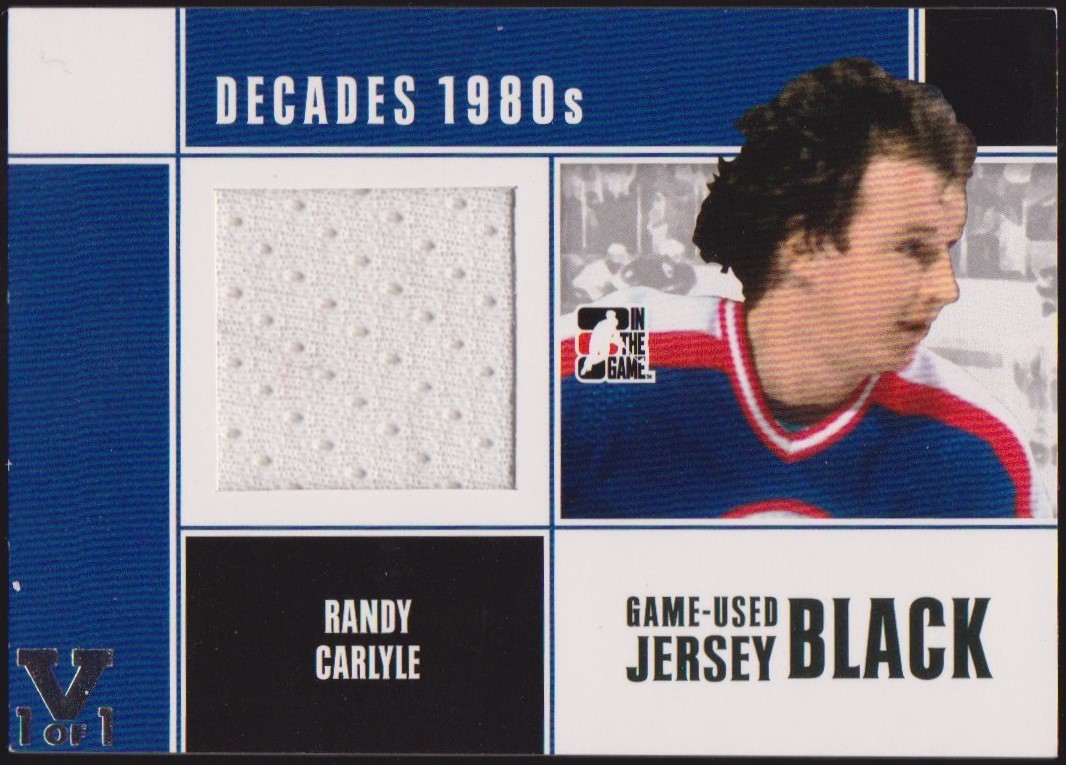 2010-11 ITG Decades 1980s Jerseys Black #M52 Randy Carlyle (image for) 2010-11 ITG Decades 1980s Jerseys Black #M52 Randy Carlyle