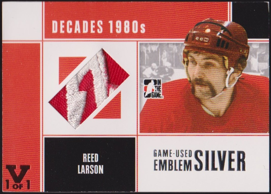 2010-11 ITG Decades 1980s Emblems Silver #M65 Reed Larson (image for) 2010-11 ITG Decades 1980s Emblems Silver #M65 Reed Larson